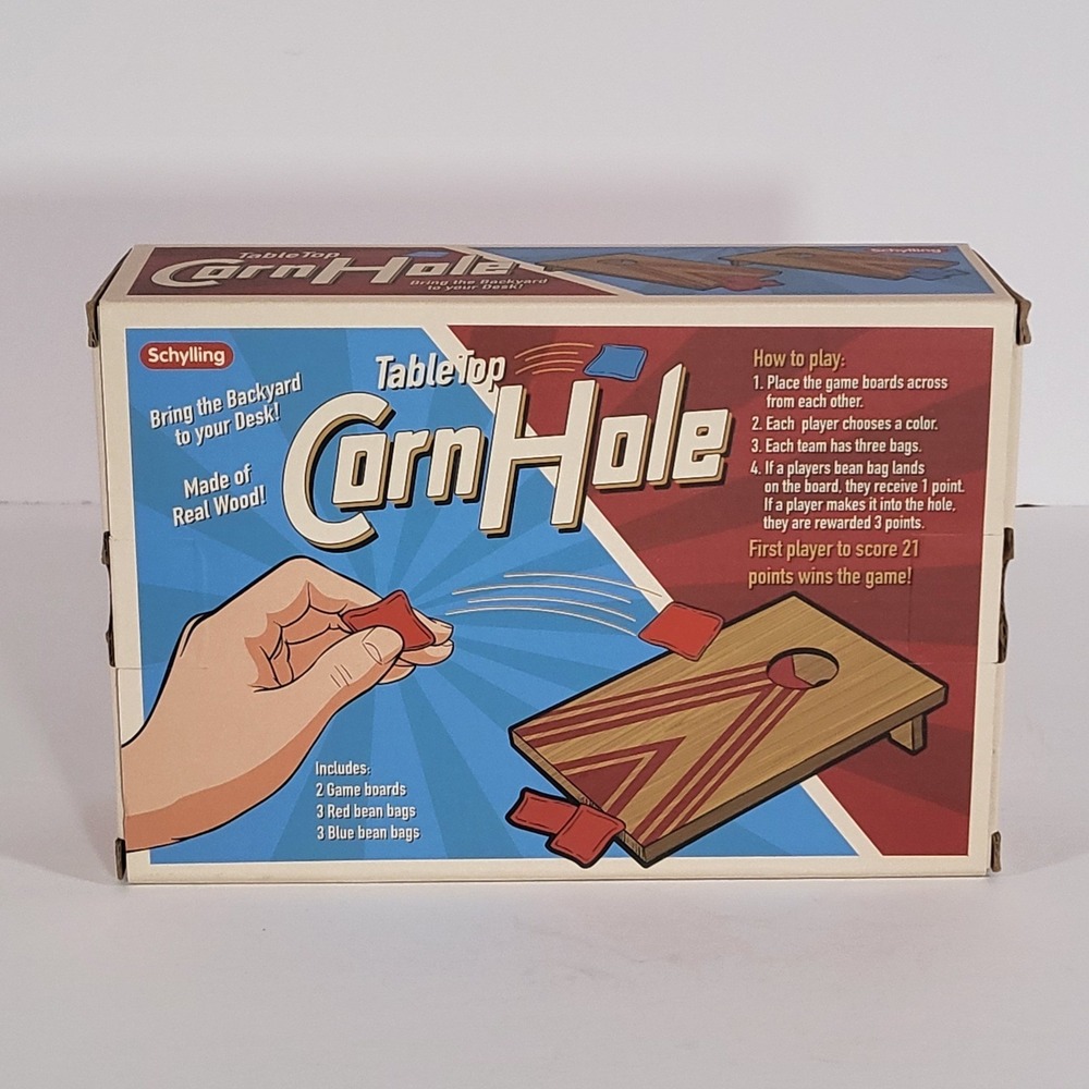Schylling Tabletop Cornhole Mini Bean Bag‎ Toss Wood Game Set Desk Toy 2+ - Picture 2 of 2
